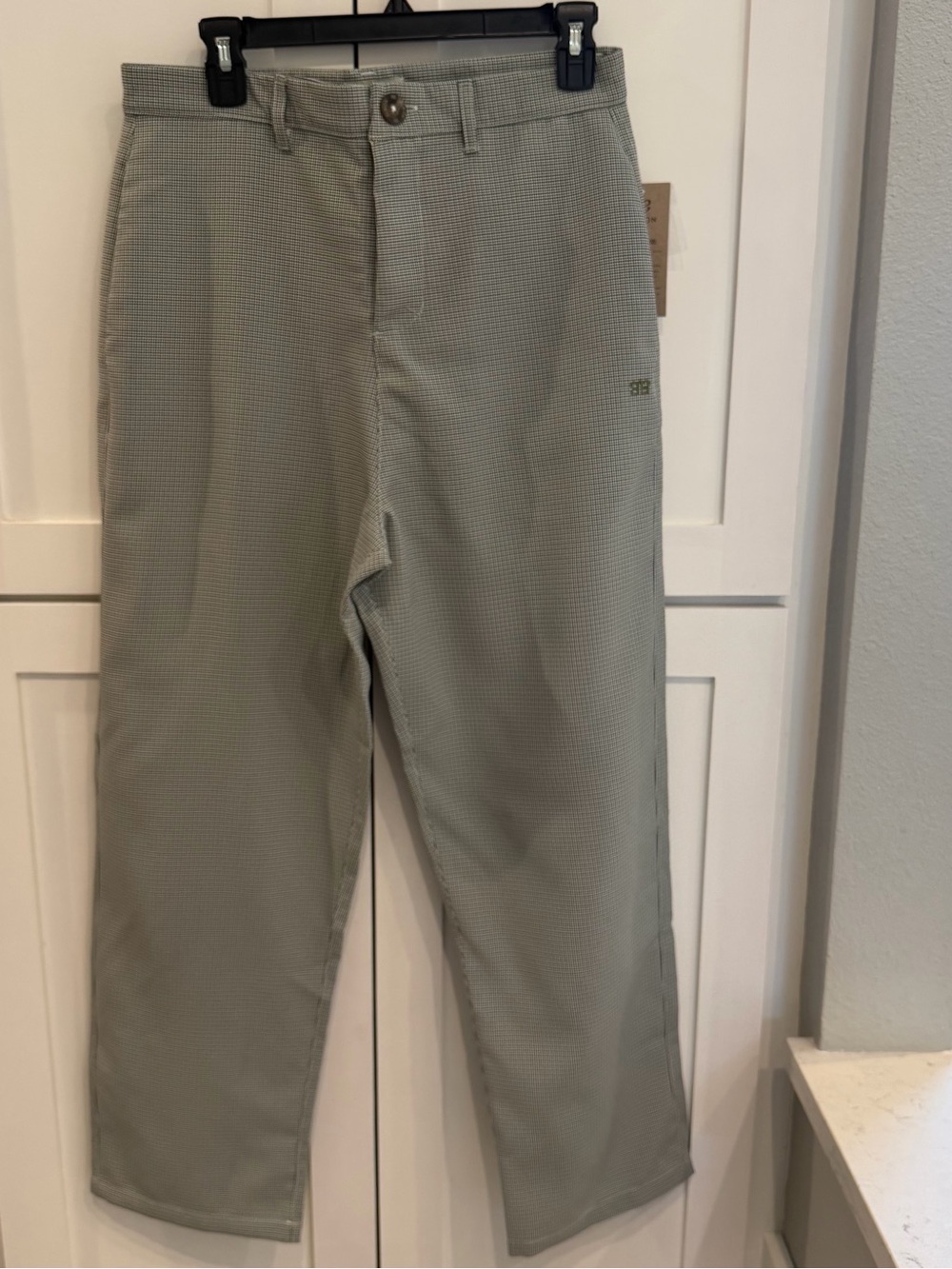 NWT Albion Sz M Tuxedo Pants, Green and Black Houndstooth Micro-Pattern Chinos - Picture 13 of 13